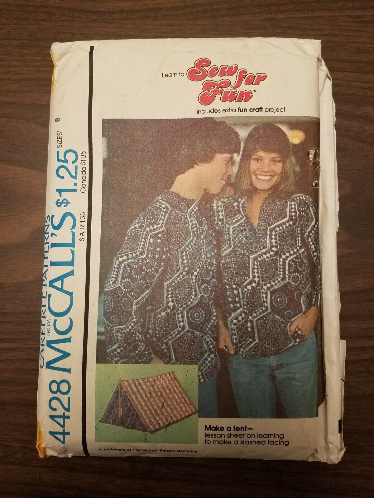 Mccall\'s Vintage Carefree Pattern 4428  1975  Misses or Mens Shirt & Bonus Tent