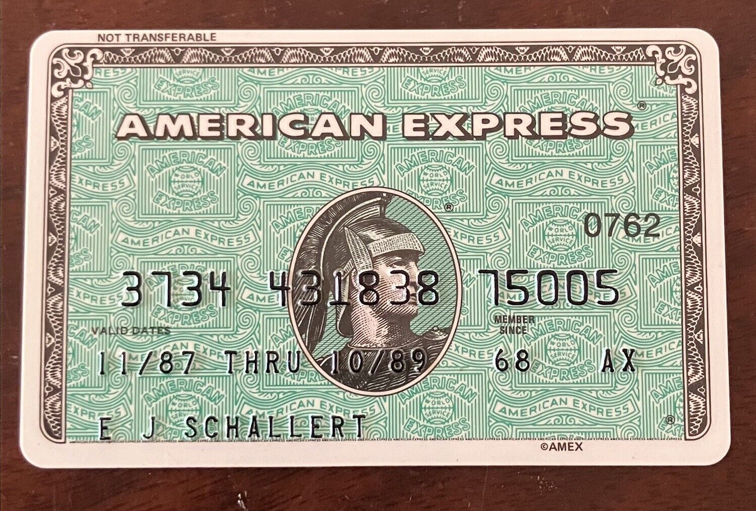 AMERICAN EXPRESS Credit Card green expired in 1987 vintage prop AmEx