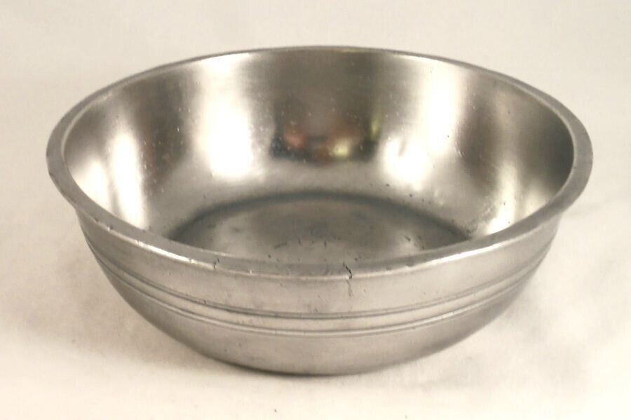 Antique Pewter Deep Basin Crowned Rose Touch Mark Made in London