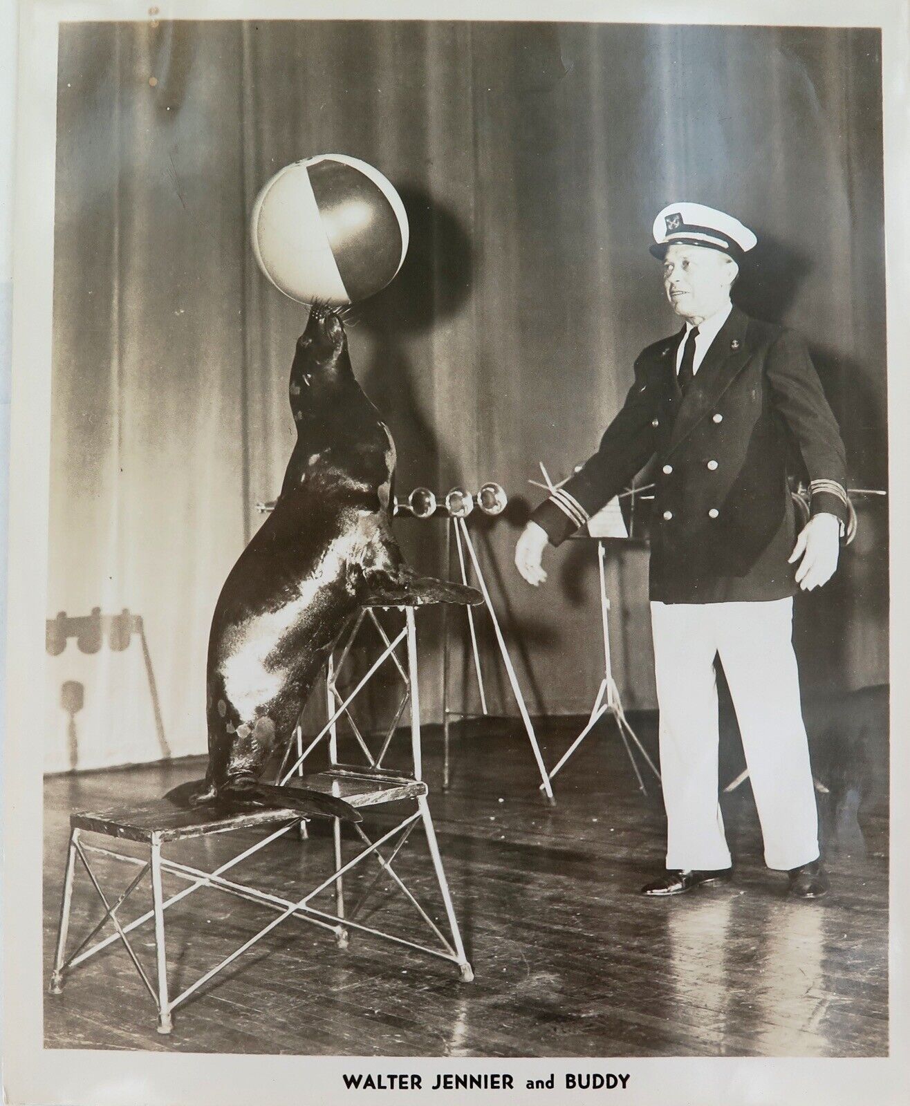 RARE c1940s Circus Performer “Walter Jennier & Buddy” Large Photo Promo Card.