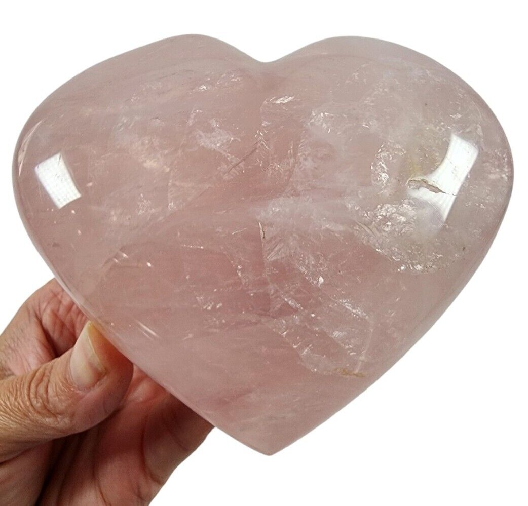 Gemmy Rose Quartz Crystal Polished Heart 436 grams.