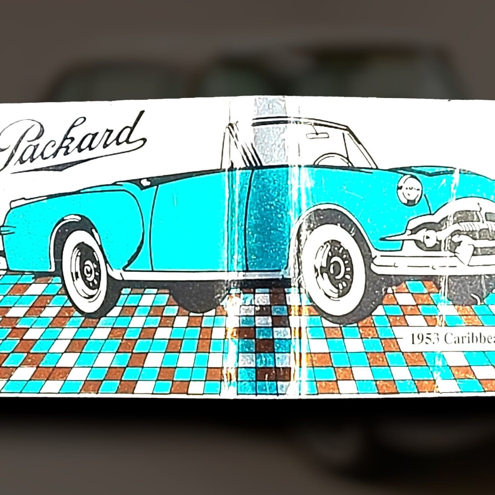 Packard Motor Car Match Book 1953 Caribbean Advertising Silver Blue Foiled Full