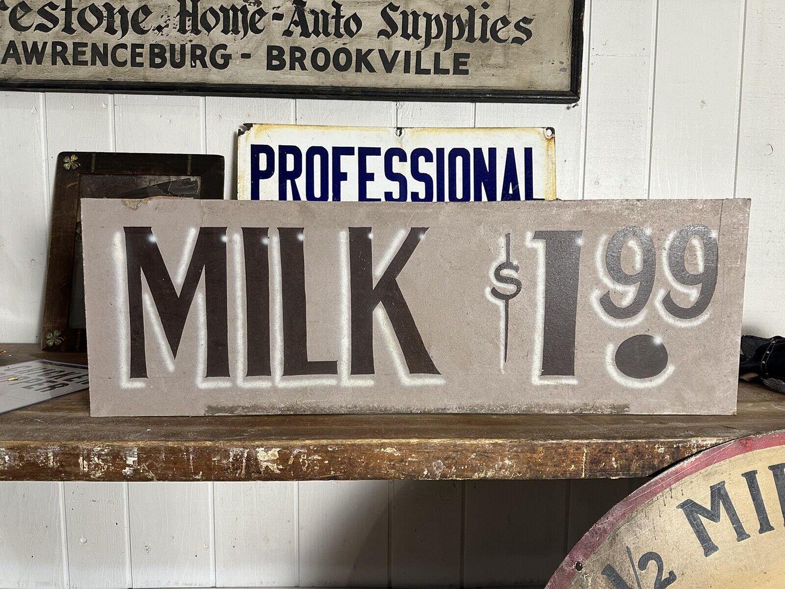 1940s Milk Cow Folk Art Advertising sign Trade farmhouse Bar Cafe Wood