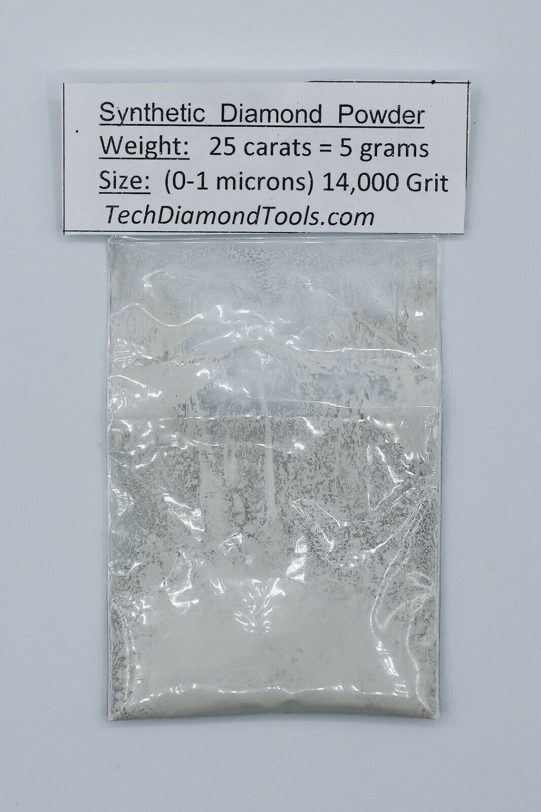 Diamond Micron Powder 14.000 Grit Mesh (0-1 Micron), Weight = 25 Carat = 5 Grams