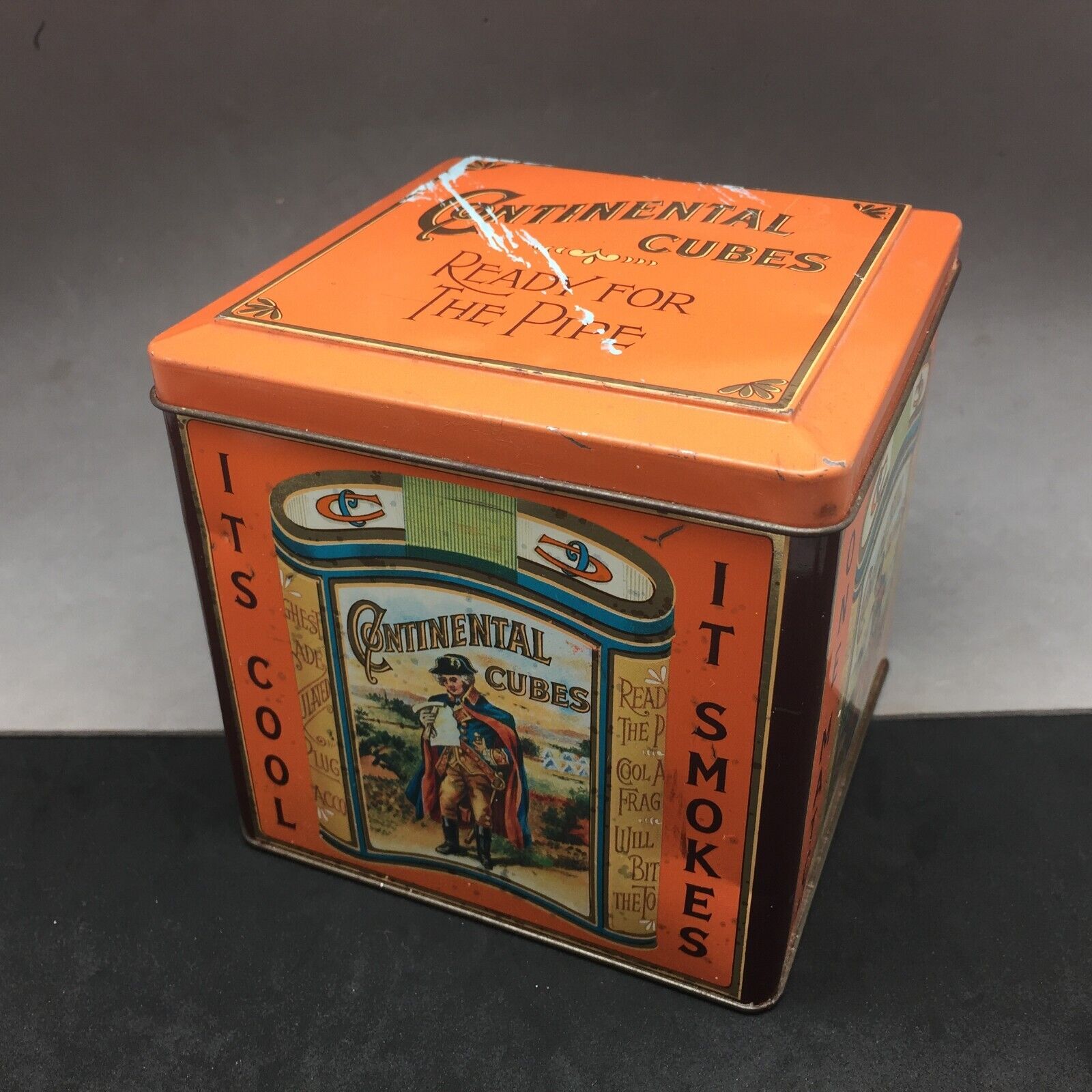 Continental Cubes Tobacco Tin Box Reproduction George Washington Made England 