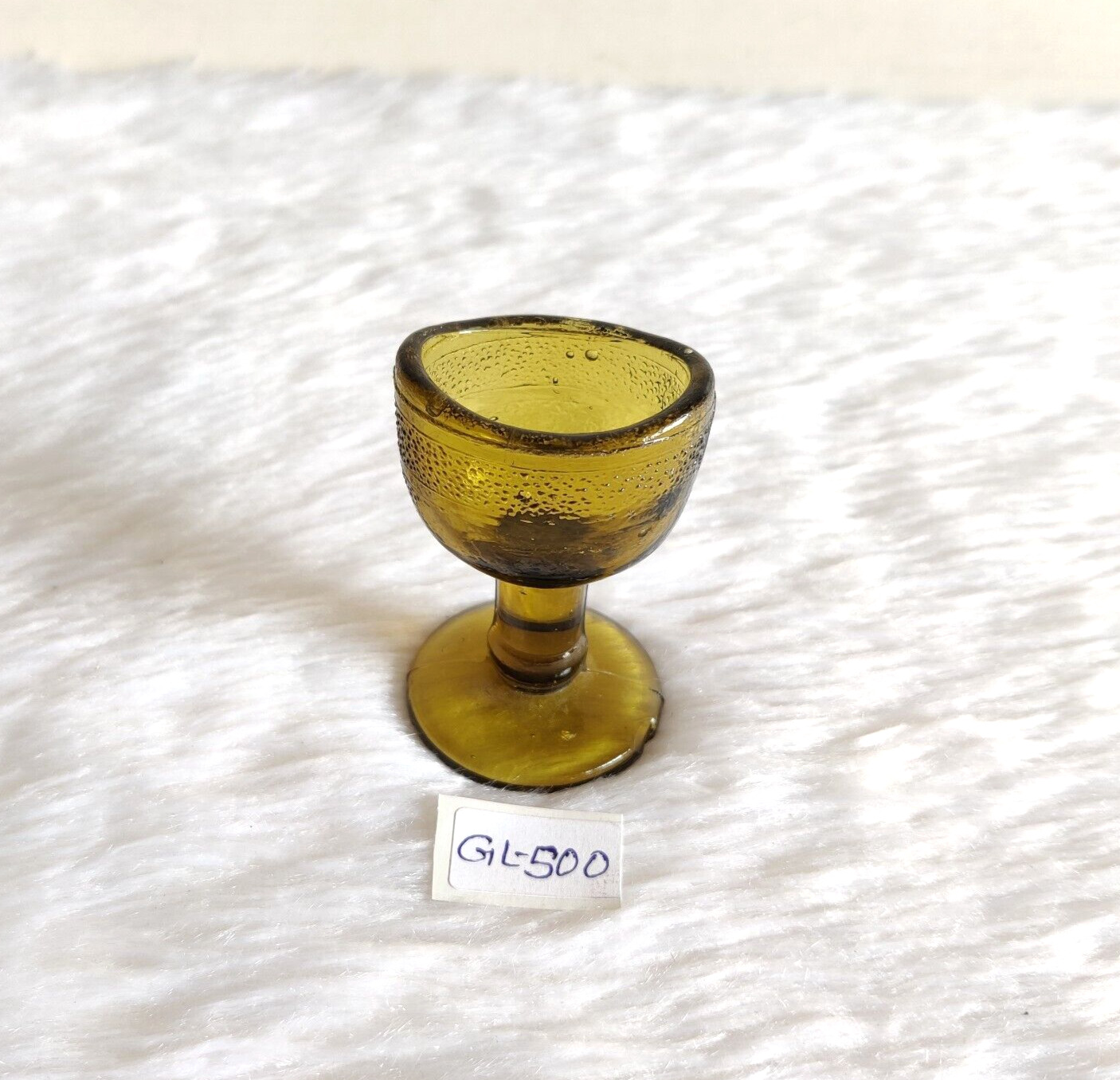 Antique Olive Green Glass Eye Wash Cup Ocular Care Old Optical Collectible GL500