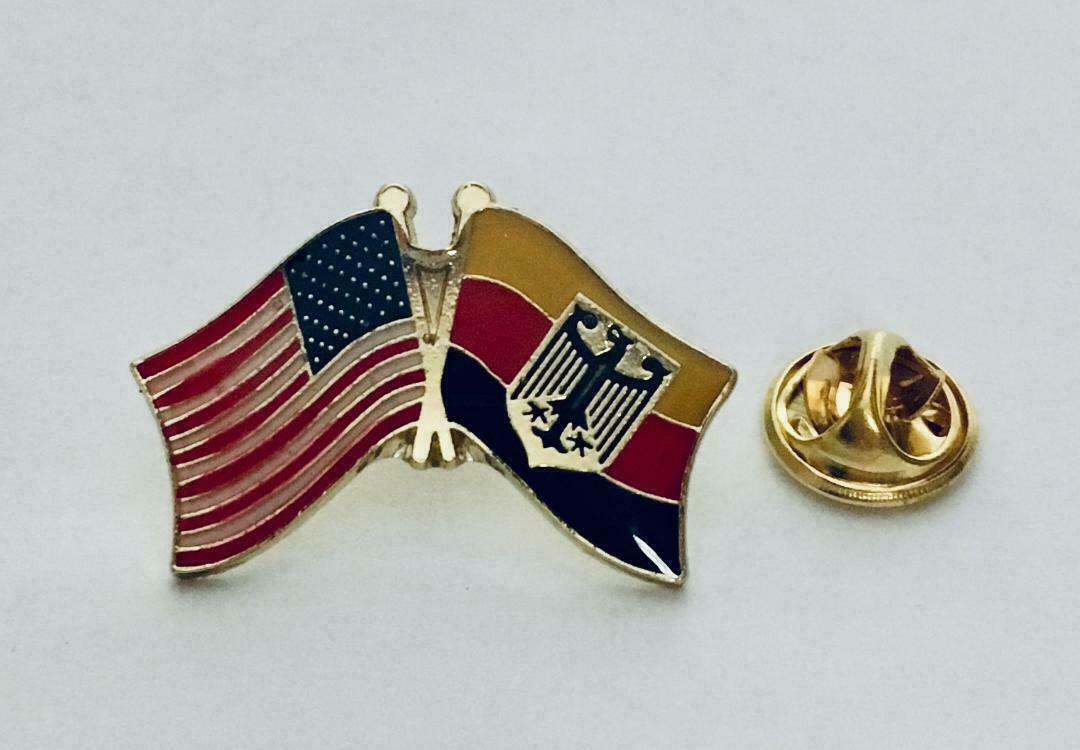 USA - GERMANY Eagle FRIENDSHIP CROSSED FLAGS LAPEL PIN - NEW COUNTRY PIN