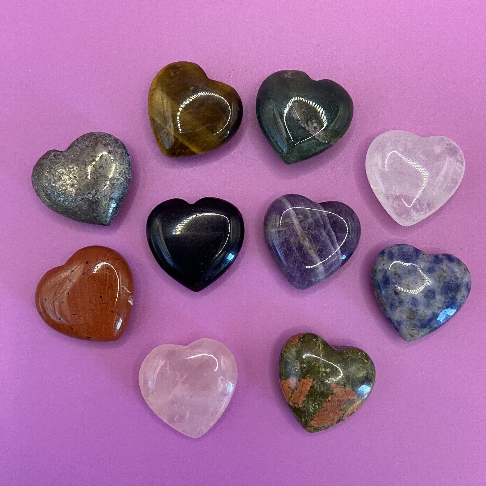 10PCS 20mm Natural Crystal Quartz Carved Heart Shaped Healing Love Gemstone