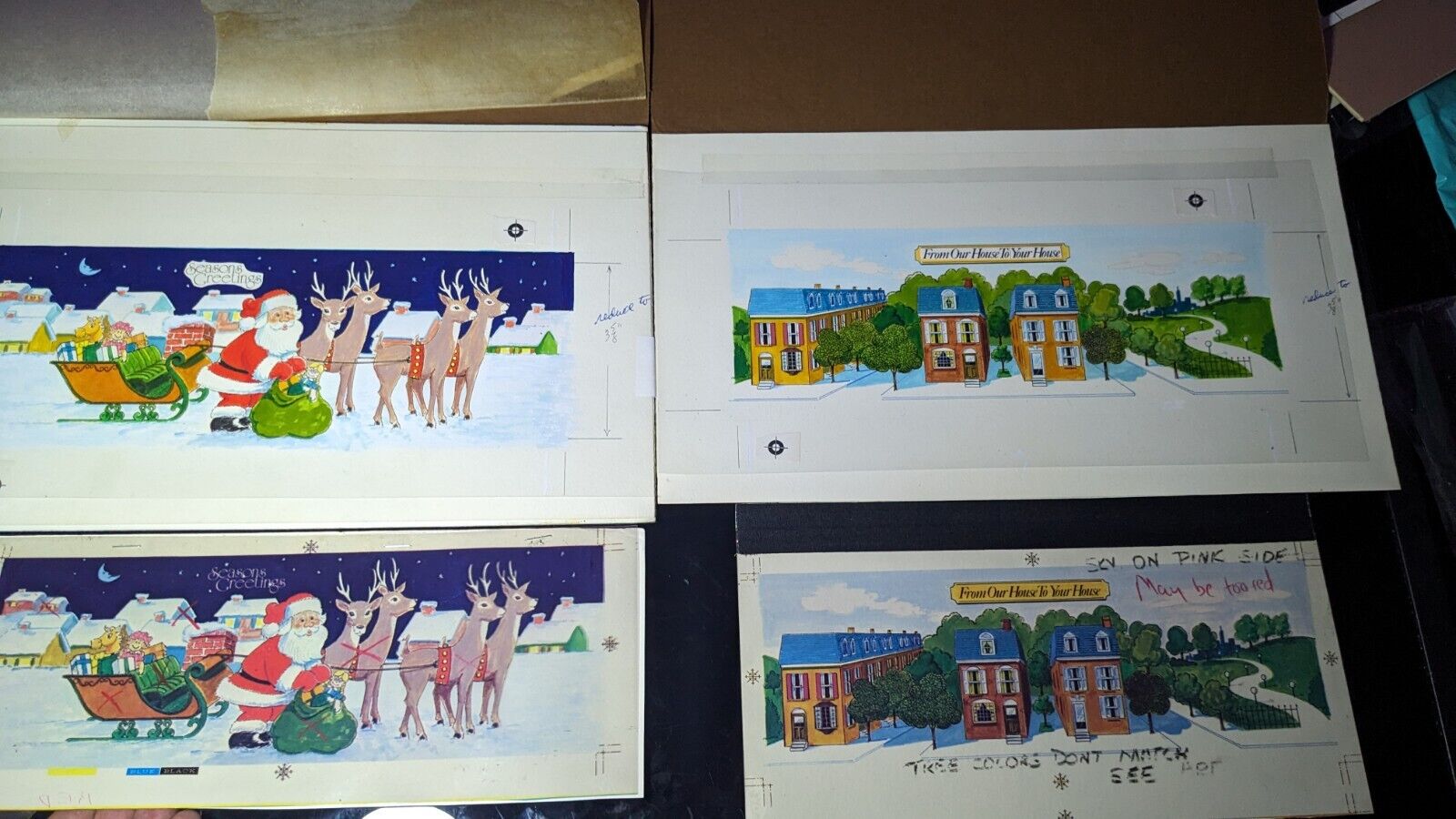 Vintage Christmas Greeting Card Art Illustrations Holidays 1970s 1980s Lot R1