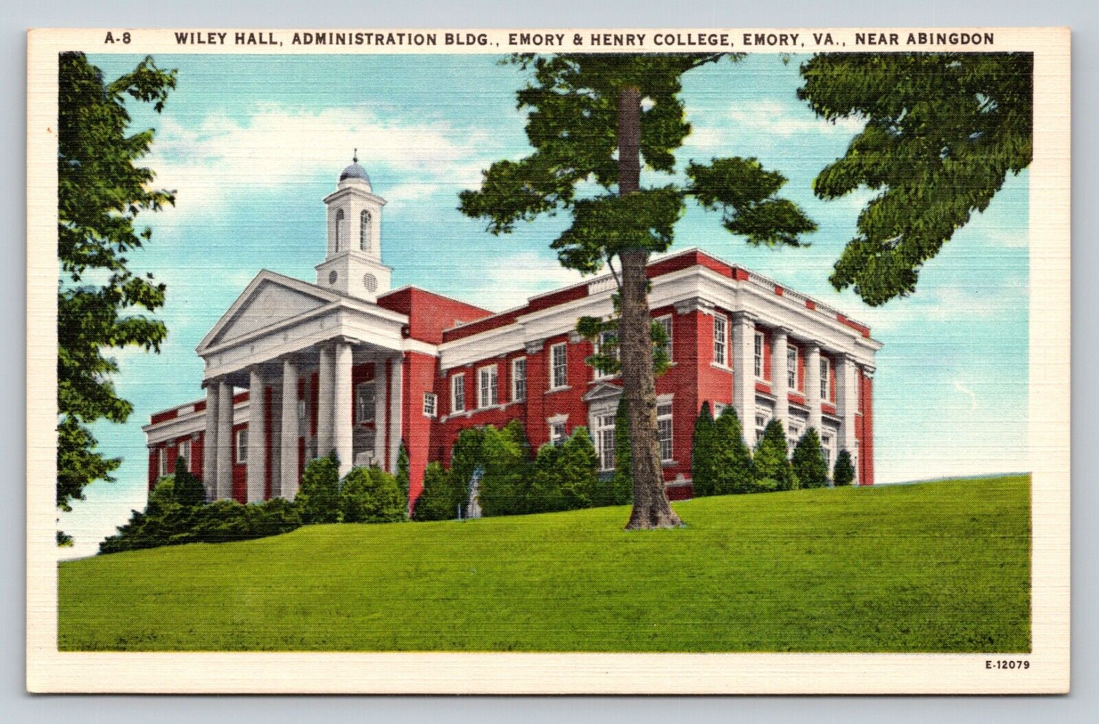 Emory Virginia VA Wiley Hall Emory & Henry College VINTAGE Postcard