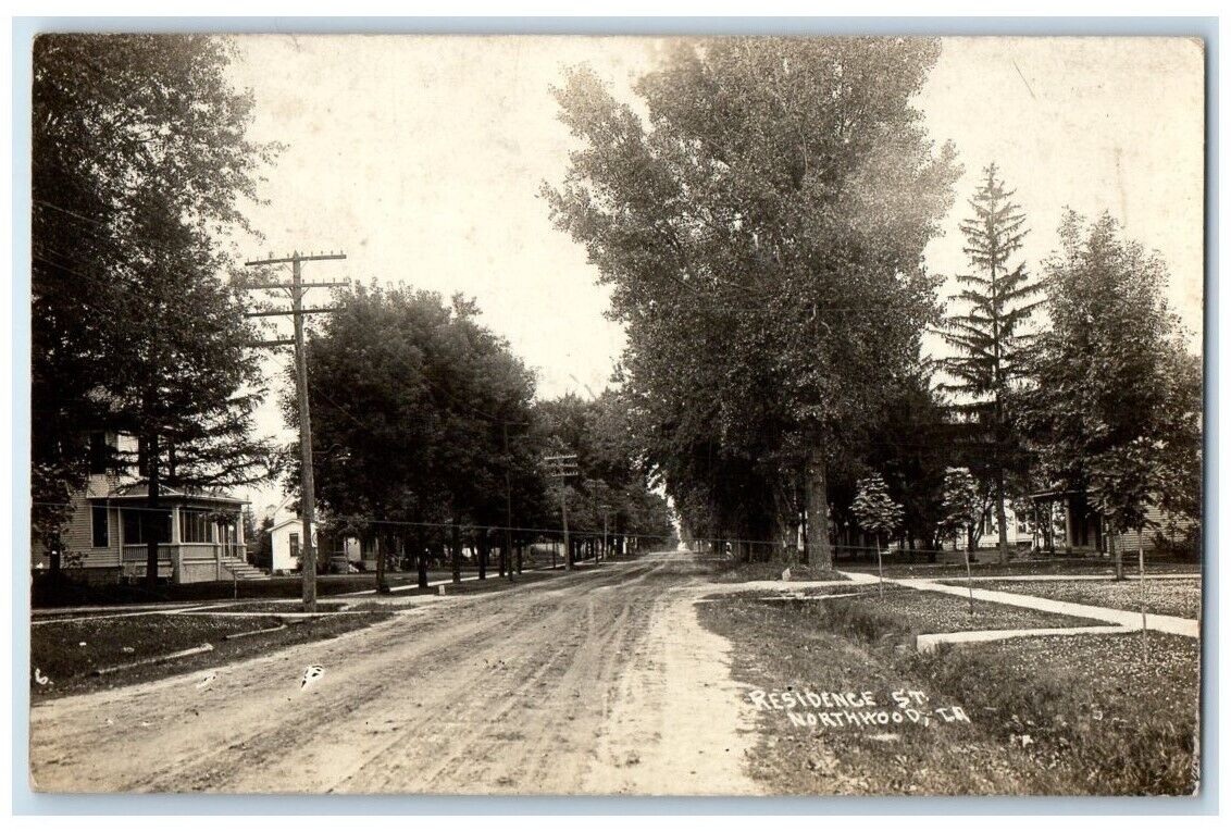 1915 Home Residence Street View Northwood Iowa IA RPPC Photo Posted Postcard