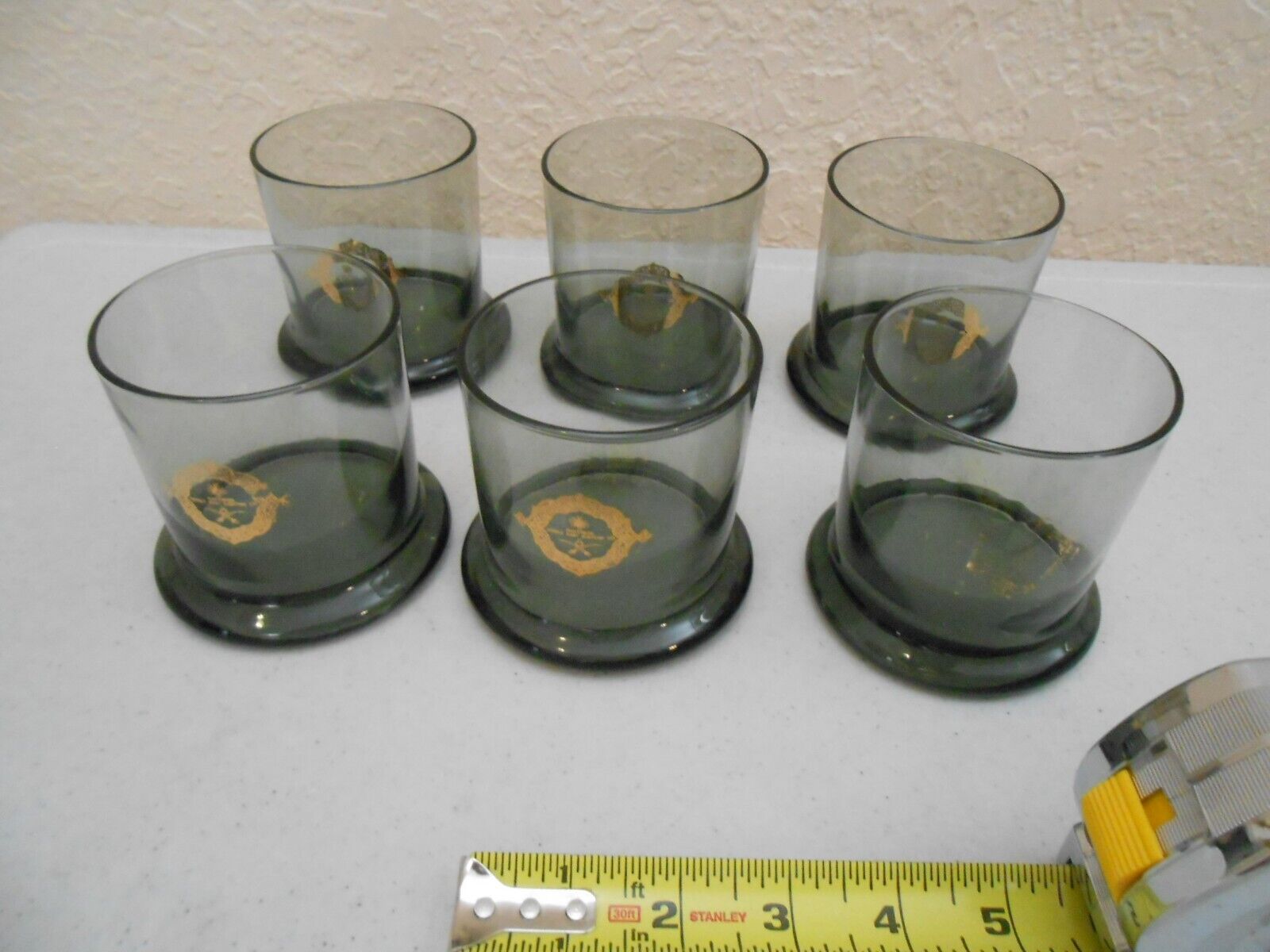 RARE VINTAGE SET 6 RAYTHEON MIDDLE EAST SYSTEMS CO BAR GLASSES HTF MILITARY