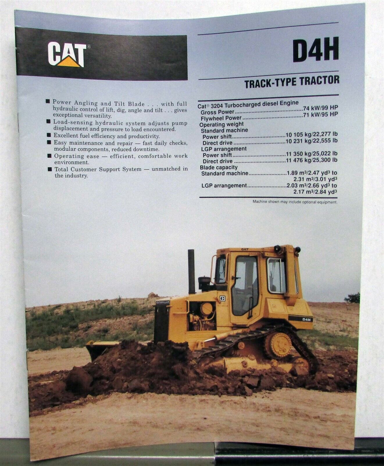 1990 Cat D4H Track Type Tractor Construction Sales Brochure