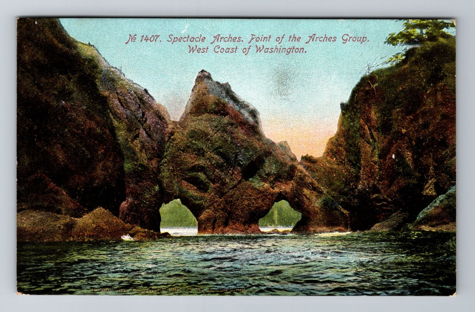 WA-Washington, Spectacle Arches, Antique, Vintage c1908 Souvenir Postcard