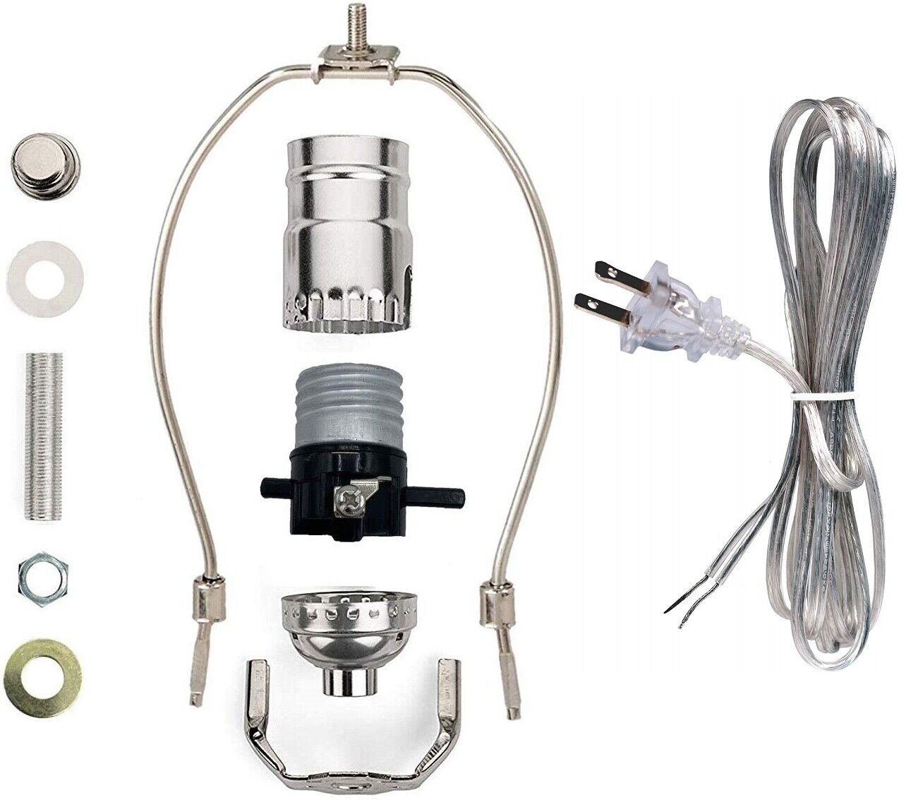 Silver Finish Make-A-Lamp Kit With All Parts & Instructions for DIY Lamp Repair