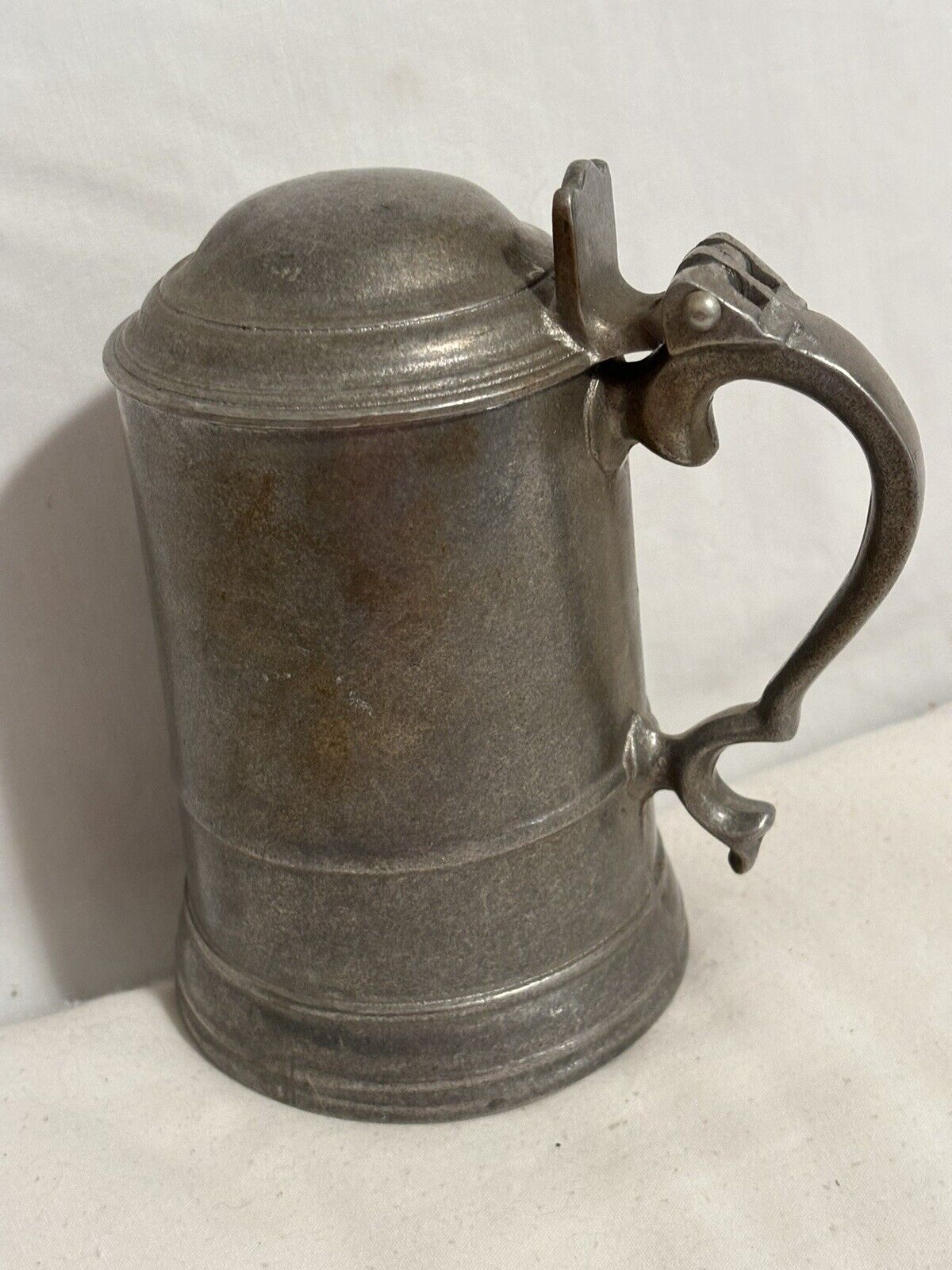 Antique Pewter Mug With Lid And Handle No Rust