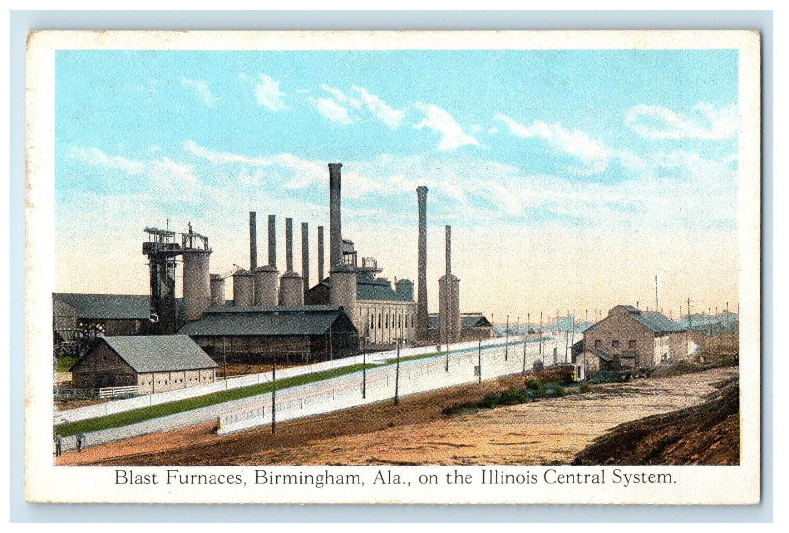 c1920s On The Illinois Central System, Blast Furnaces, Birmingham AL Postcard