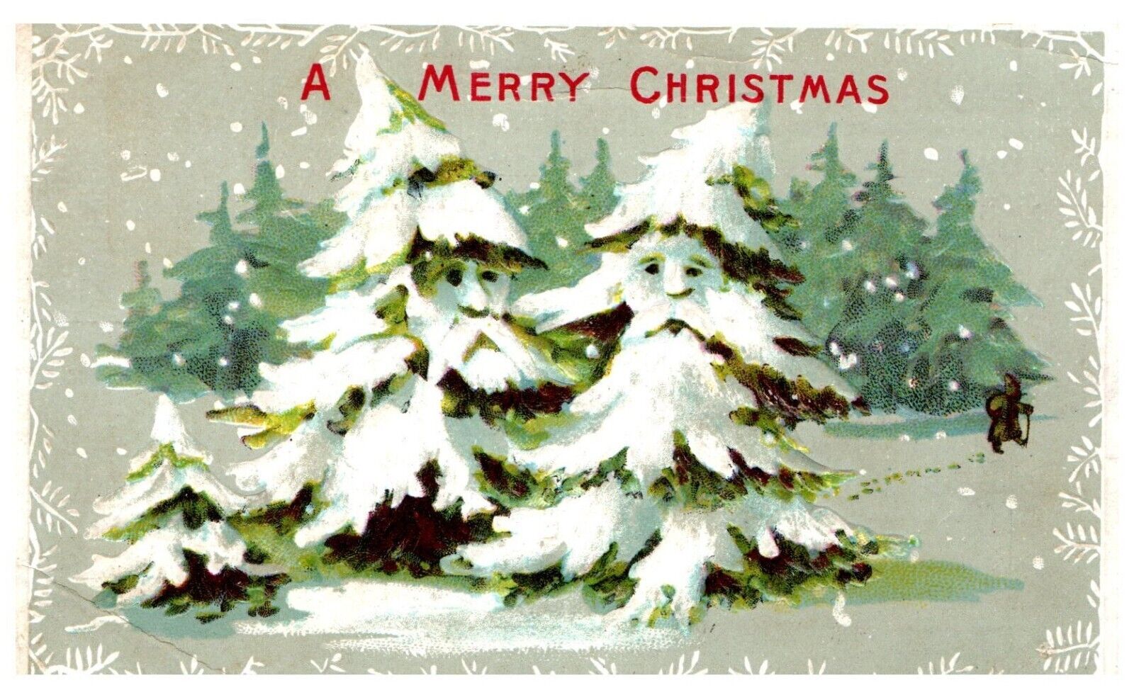 Anthropomorphic Trees Christmas Fantasy Whimsical Embossed Postcard 1910