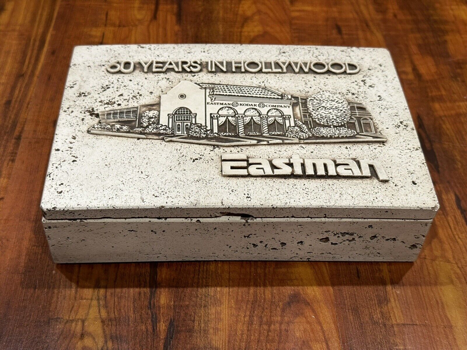 Vintage Eastman Kodak 60 Years in Hollywood Commemorative Stone Cigarette Box