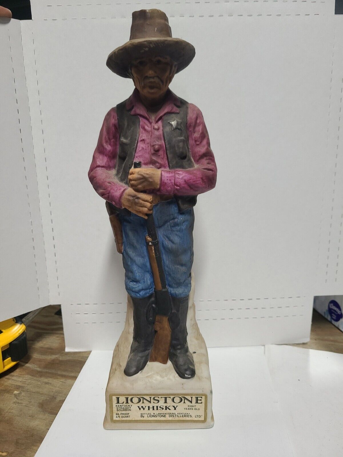 Vintage Lionstone Whiskey Decanter Sheriff, Western 14” EMPTY