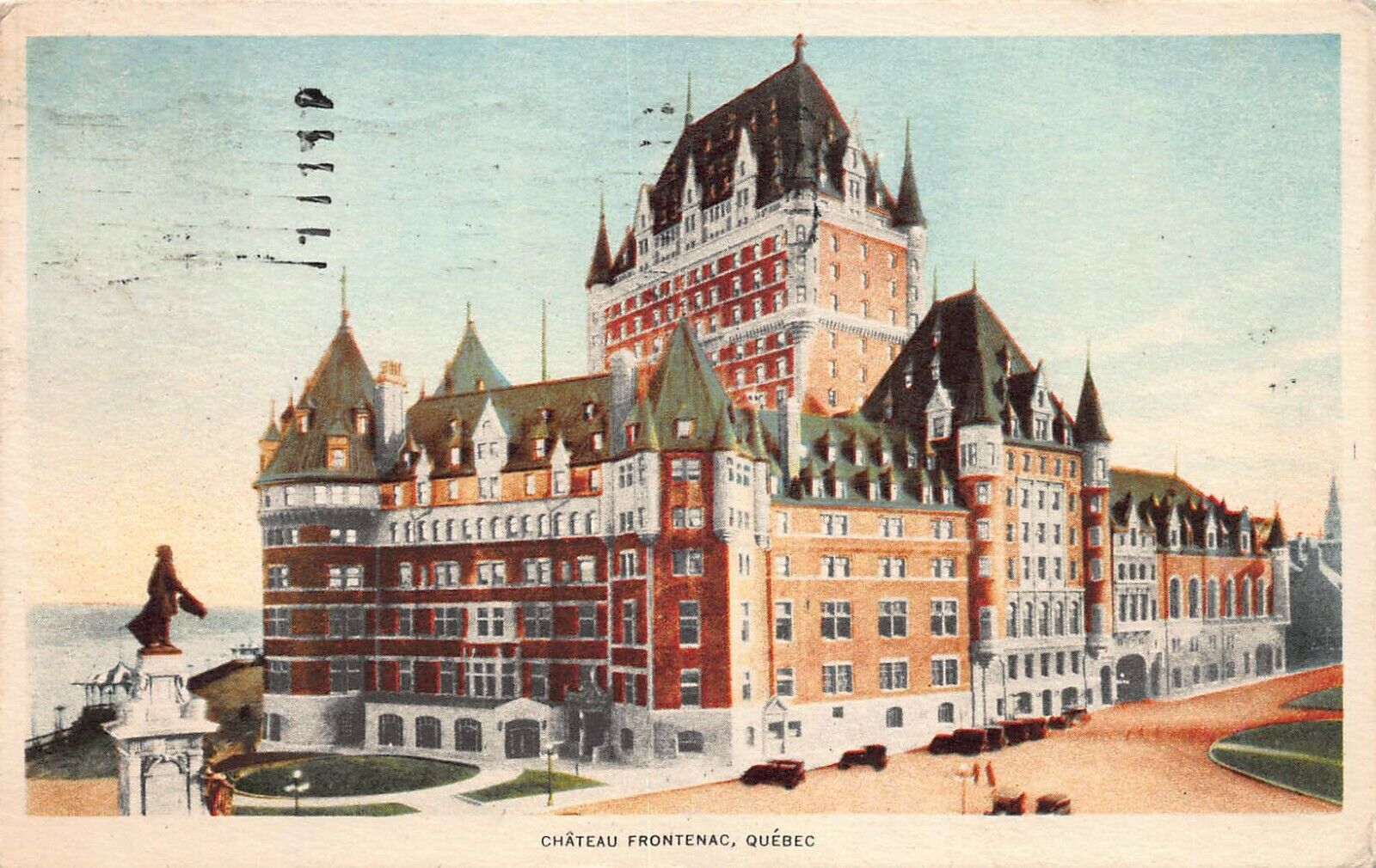 Chateau Frontenac, Quebec City, Quebec, Canada, Early Postcard, Used in 1929
