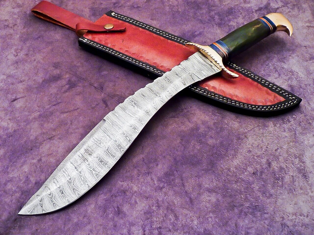Custom Hand Forged Damascus Blade Kukri Knife Hunting, Bowie Knife Gift Closeout