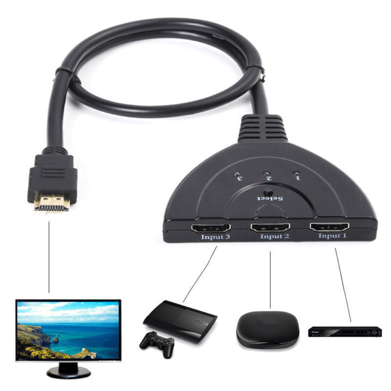 3 Port HDMI Splitter Cable 1080P Switch Switcher HUB Adapter for HDTV PS4 Xbox
