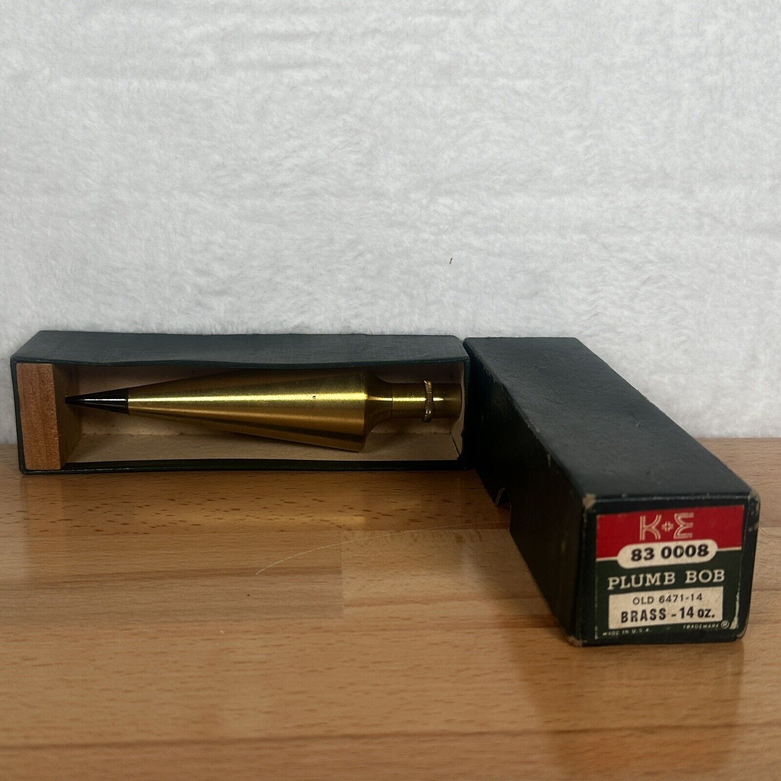 Keuffel & Esser Vintage Brass 14oz Plumb Bob w/ Steel Tip K&E #83 0008 In Box