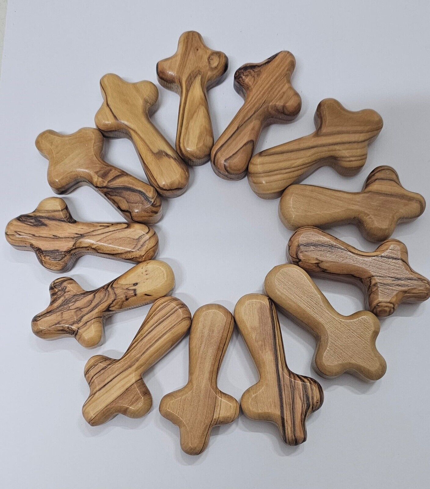 Beautiful Hand Carved Comfort Cross Made From Natural Olive Wood 2.5 Inch(20pcs)
