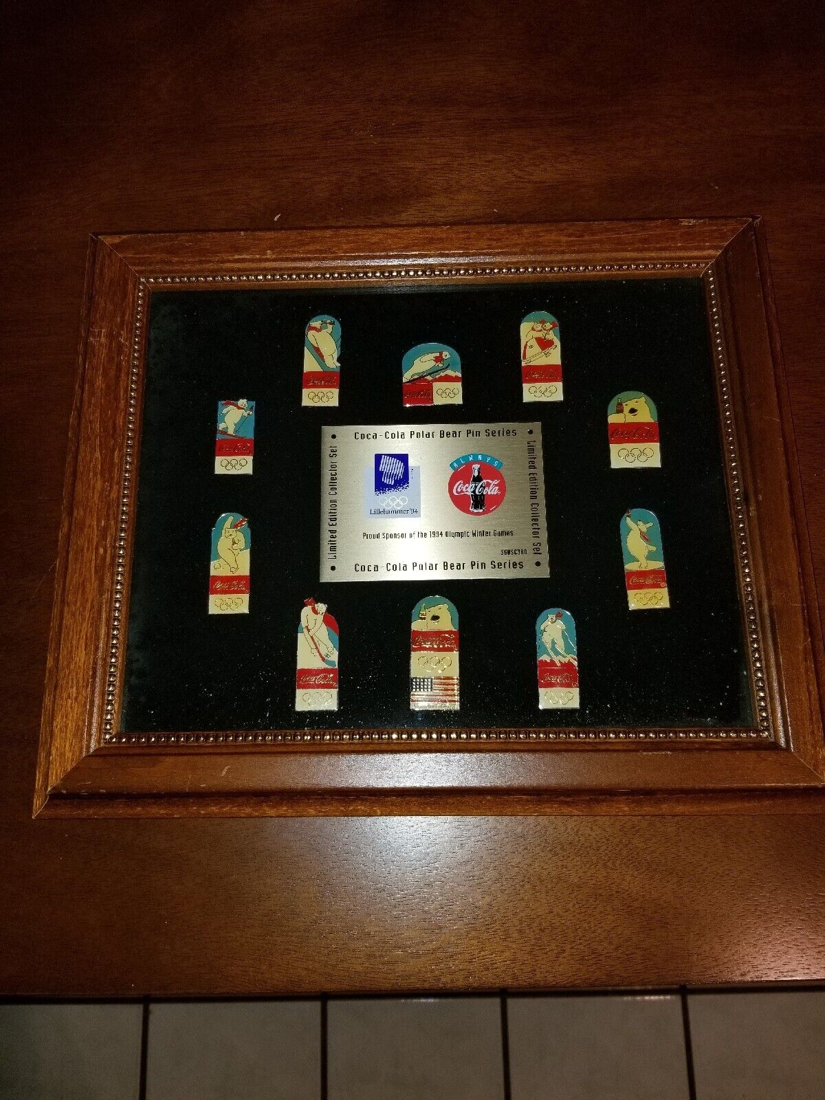 1994 Coca-Cola Official Olympic Winter Games Framed Pin Set 