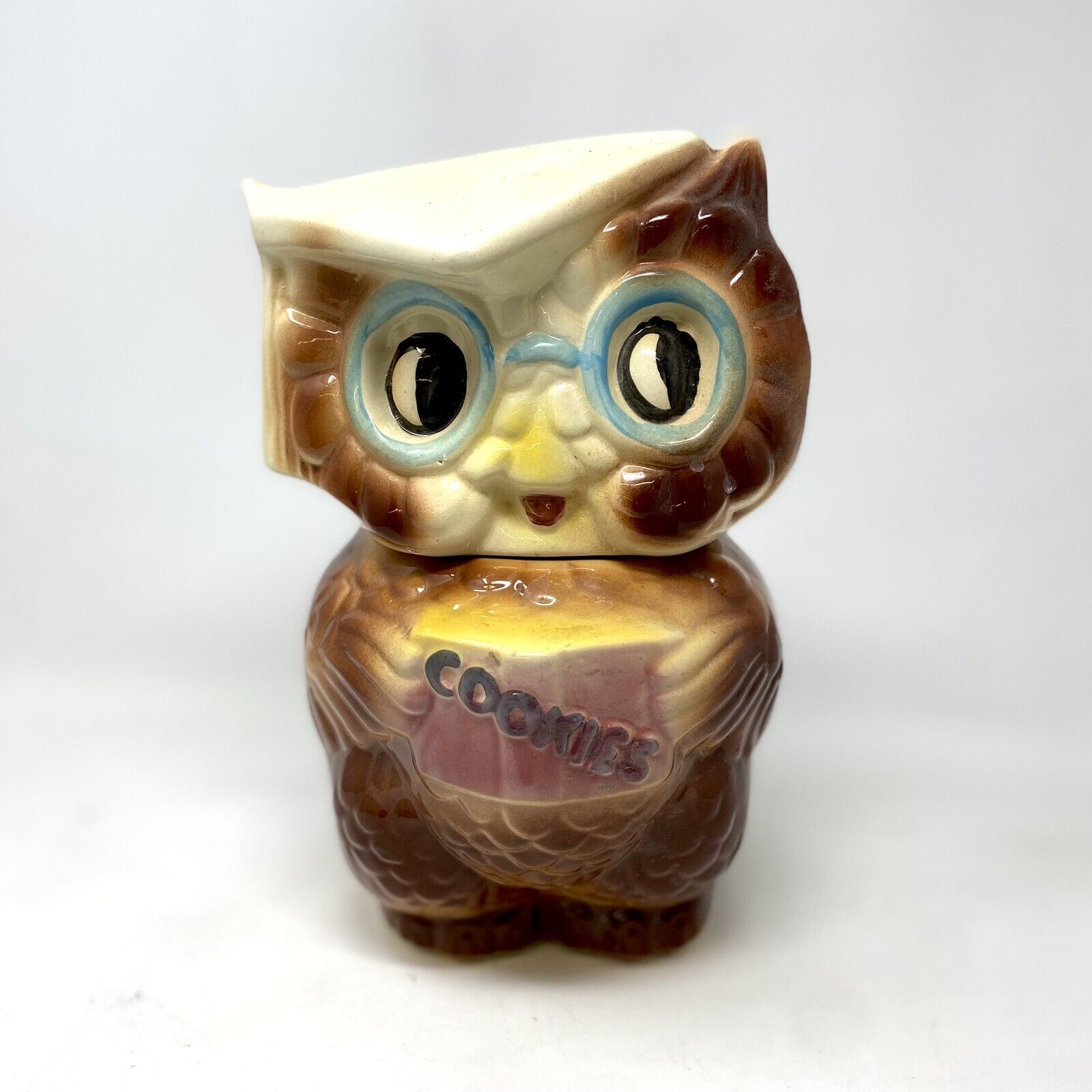 Vintage American Bisque Collegiate Owl Cookie Jar 1950\'s
