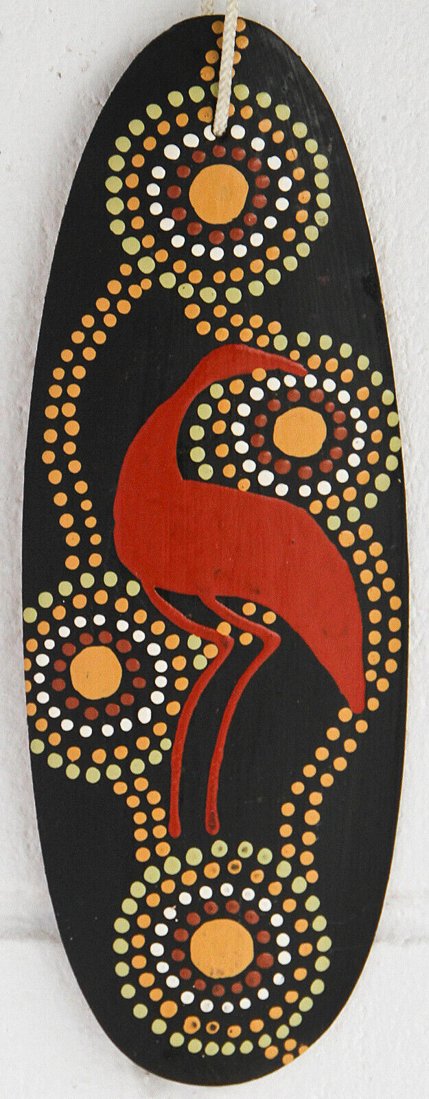 Australian Aboriginal Hand Painted Brolgas Vintage Wood Shield