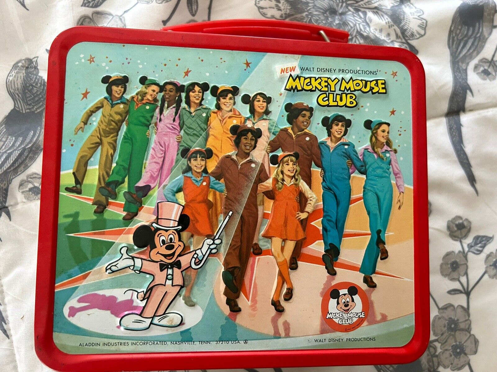 Vintage MICKEY MOUSE CLUB (RED RIM) Lunchbox & Thermos (1977) C-8.5/9.0 Minty