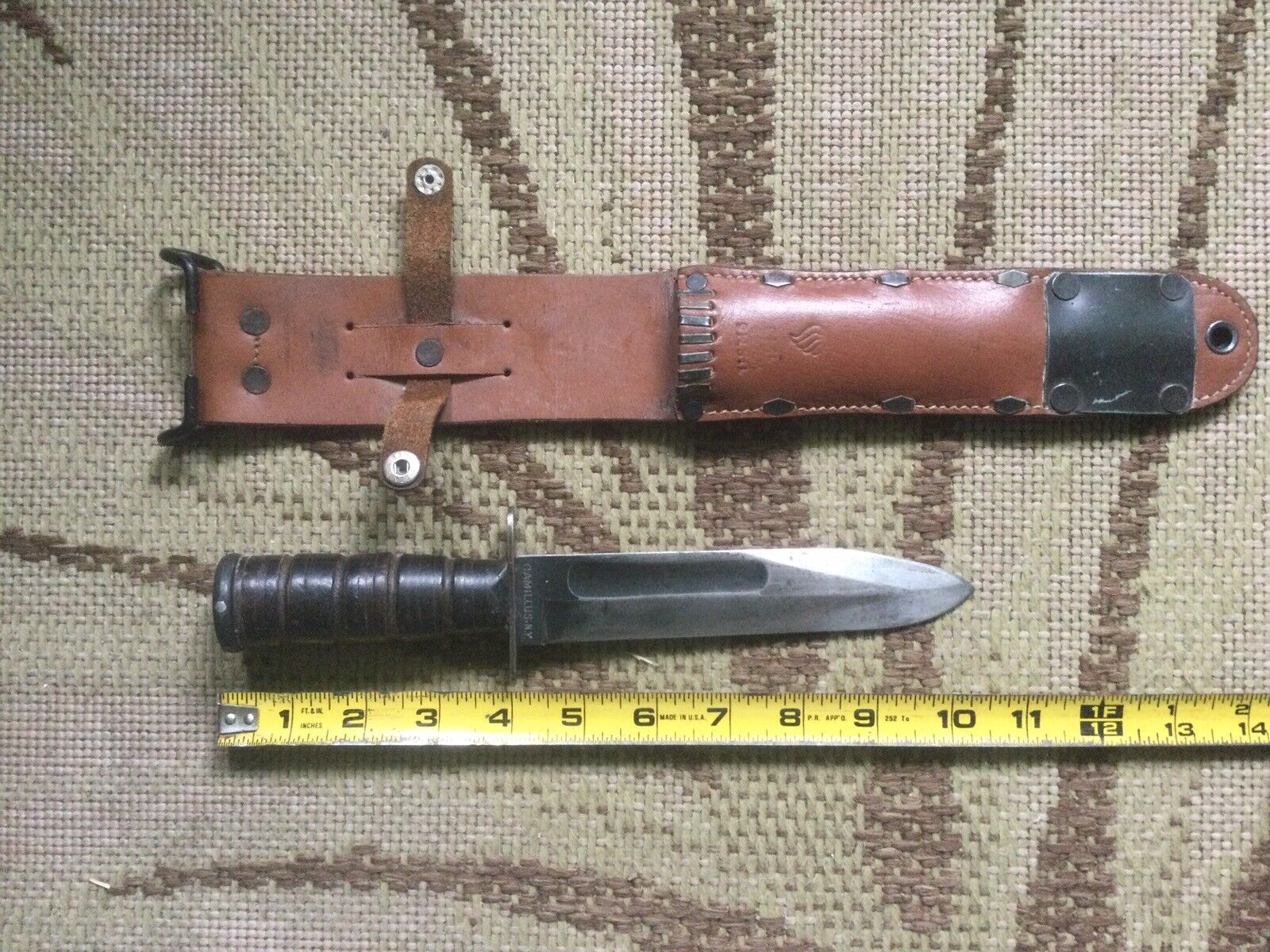 Vintage Camillus USN Fighting Combat Knife Modified With Sheath 