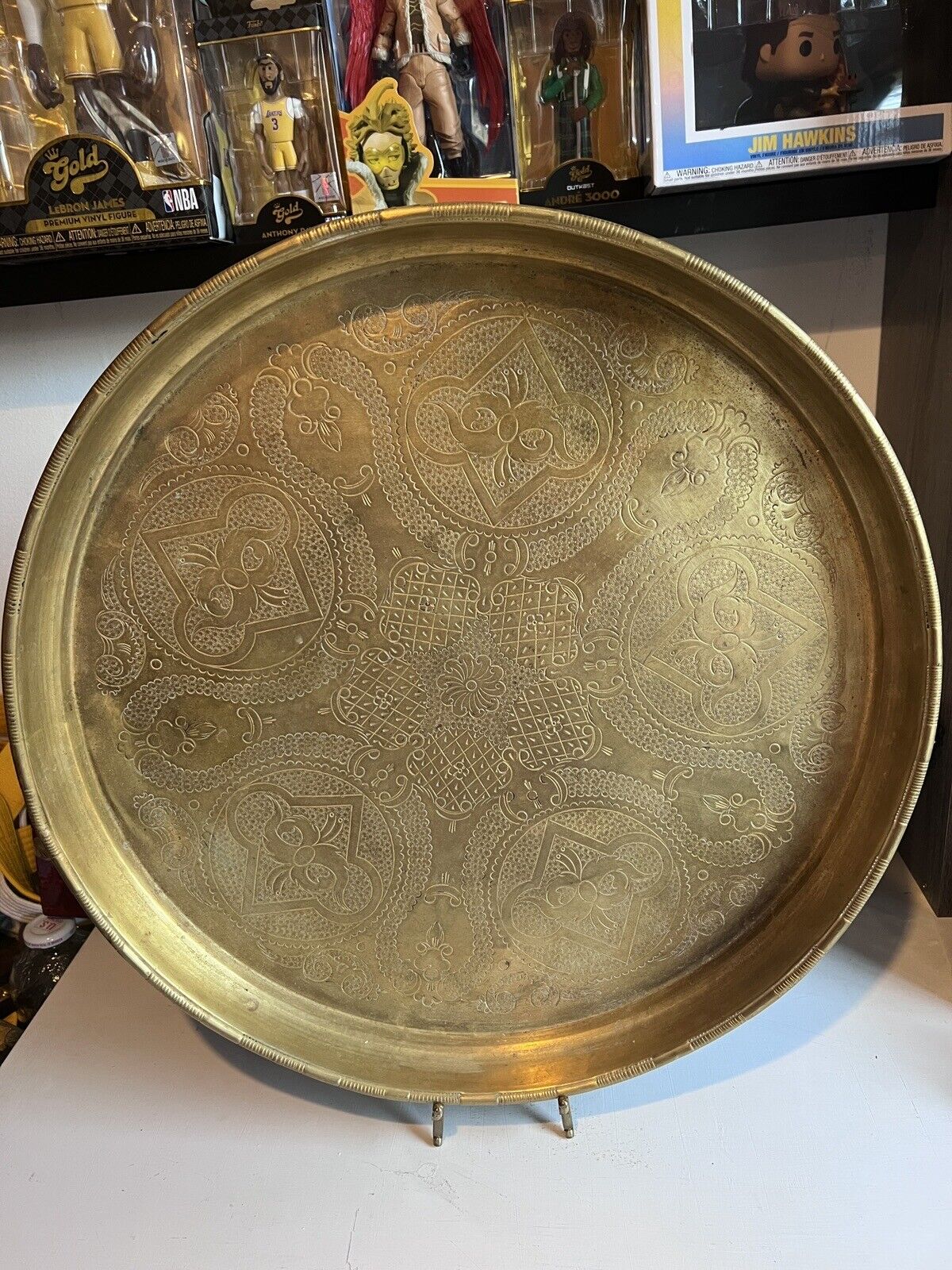 50 cm diameter large and heavy brass antique plate