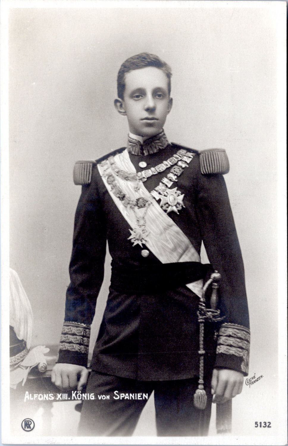 Alfonso XIII, Alfonso XIII, King of Spain Vintage Silver Print on Postcard pa