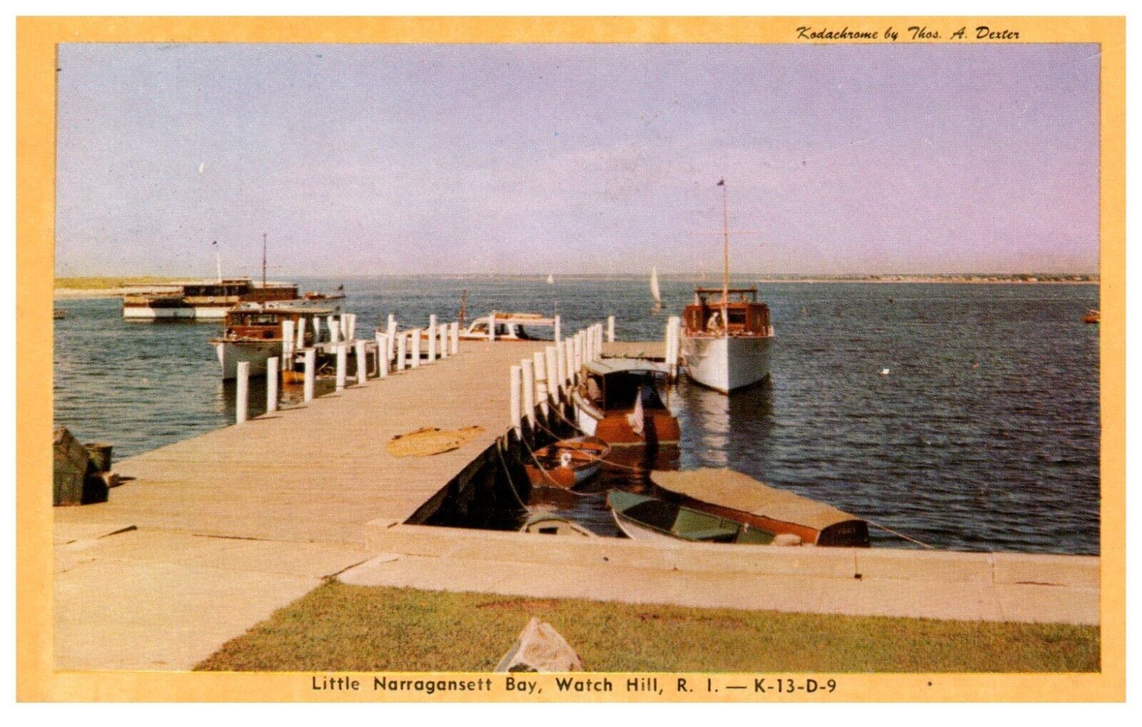 Watch Hill Rhode Island RI Little Narragansett Bay Dock Boats Postcard 1949