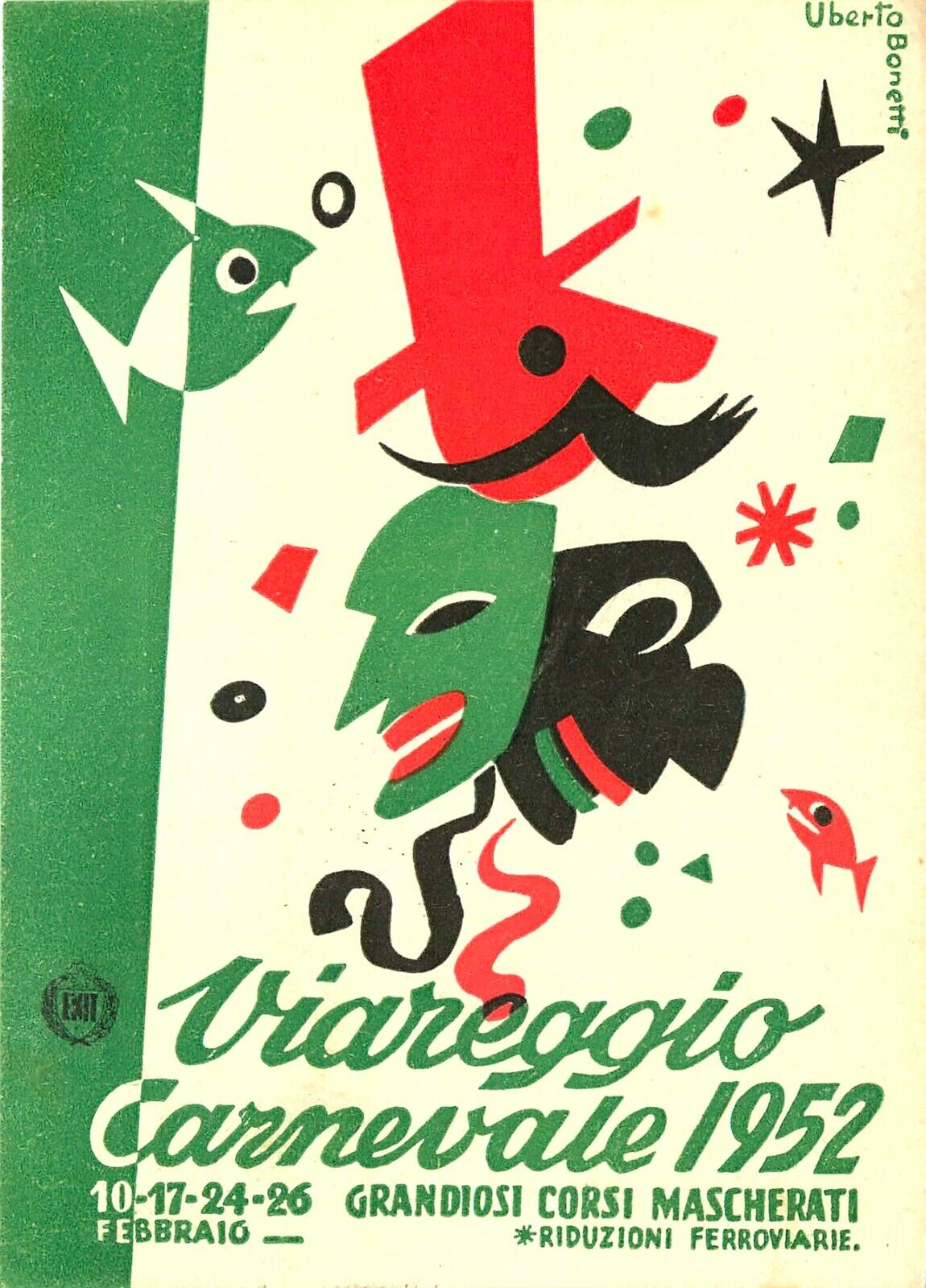 1952 CARNIVALE, VIAREGGIO, ITALY, VINTAGE POSTCARD