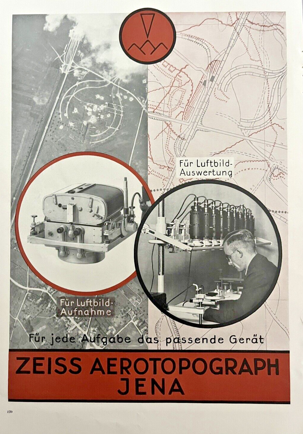 Vintage Print Ad Zeiss Aerotopograph WW2 Military Equipment Jena Germany 1936