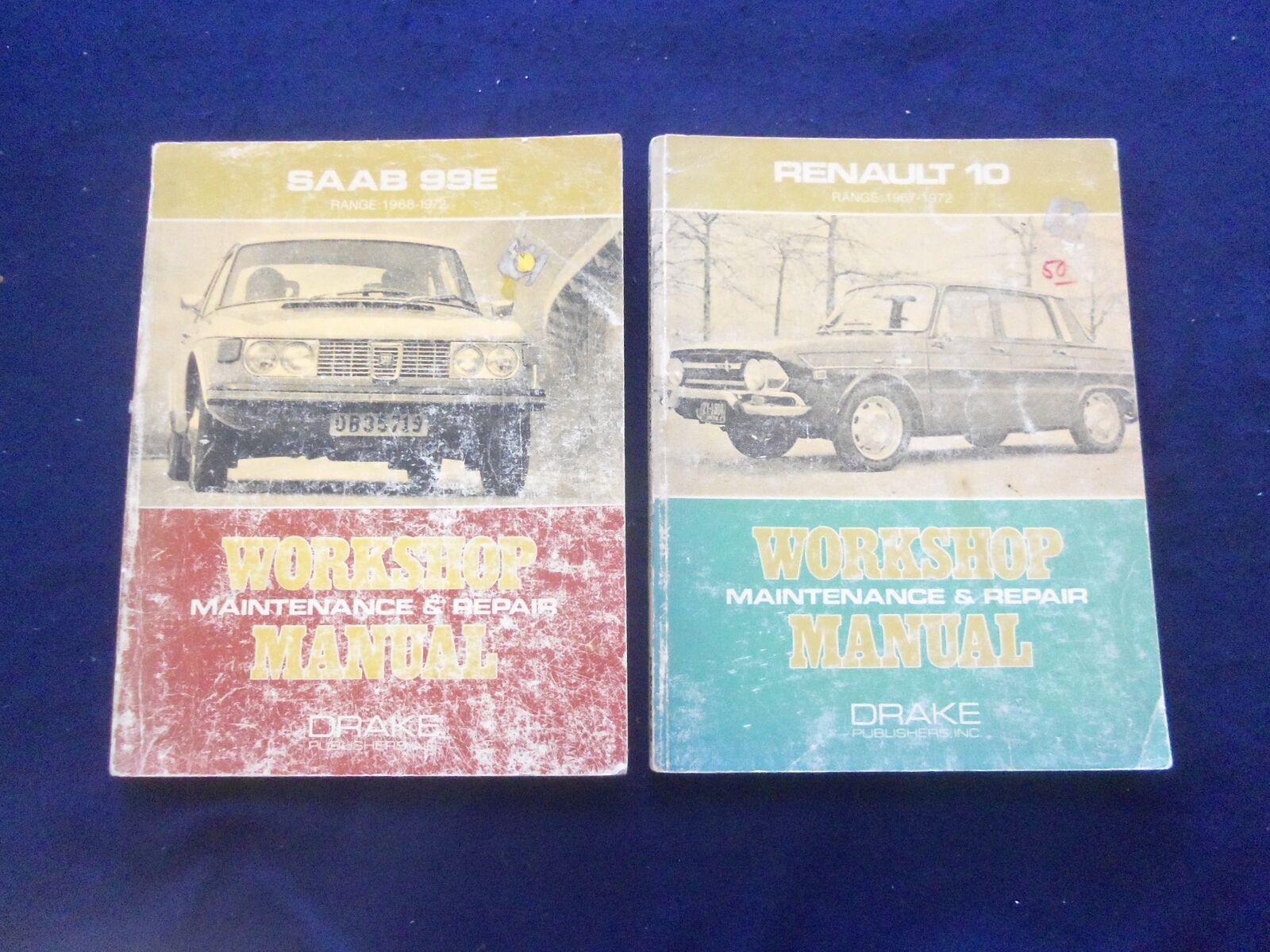 1973 RENAULT 10 1967-72 & SAAB 99E 1968-72 SOFTCOVER MANUALS -LOT OF 2 - KD 8200