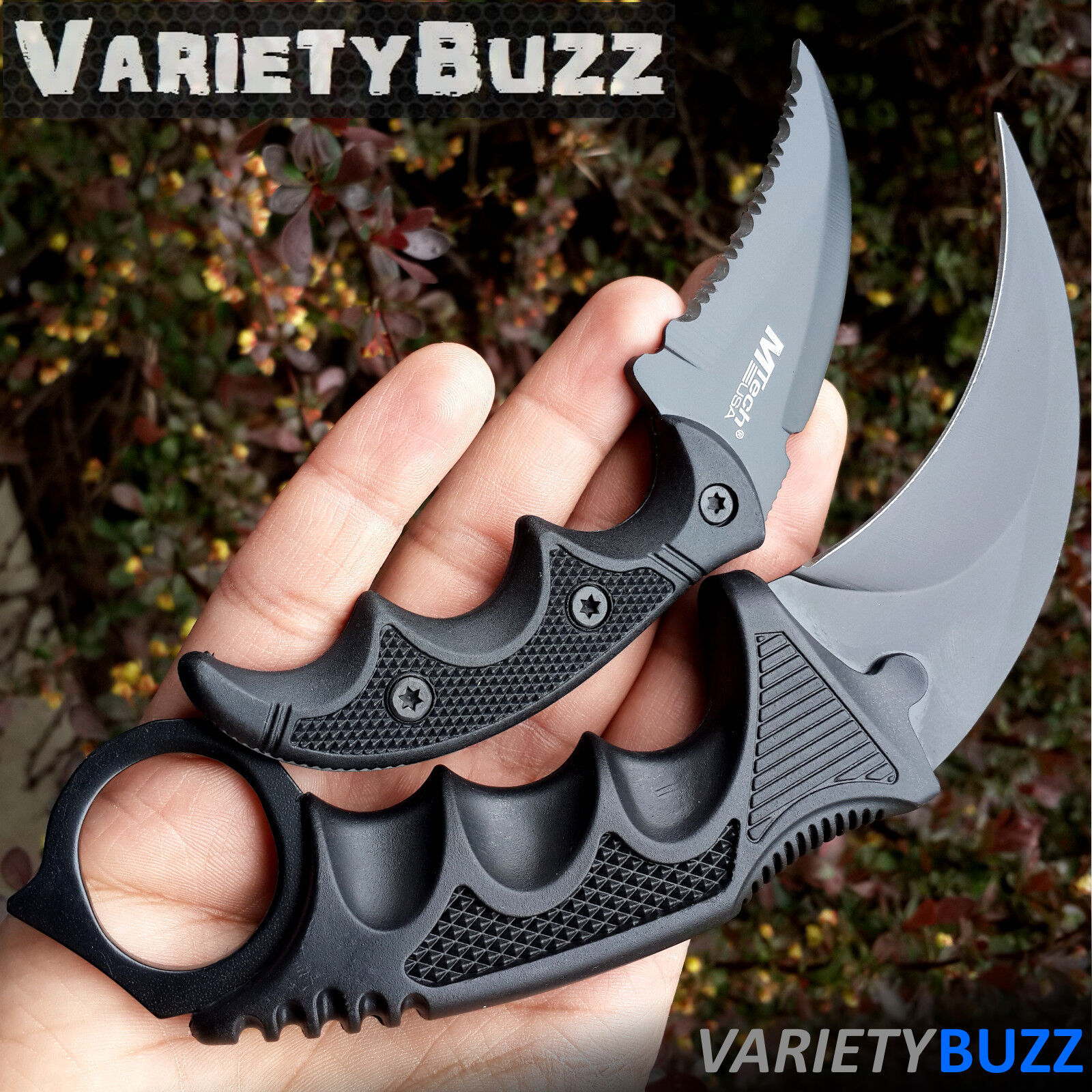 2PC TACTICAL COMBAT KARAMBIT KNIFE Survival Hunting BOWIE Fixed Blade w/ SHEATH 