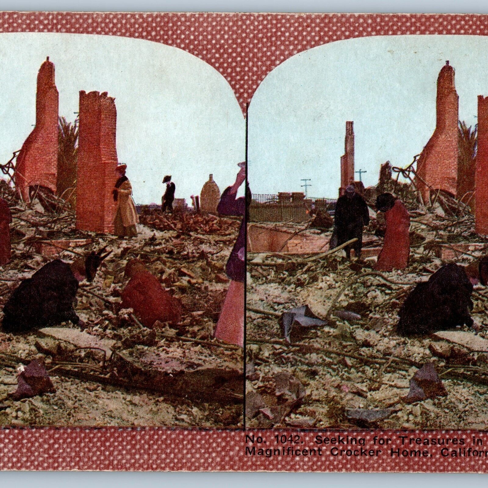 1906 San Francisco Earthquake Fire Crocker Home Ruins Treasure Stereoview V41