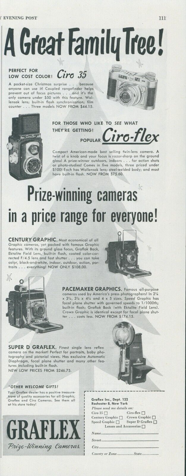 1951 Graflex Cameras Ciro Flex Pacemaker Century Graphics Vintage Print Ad SP5