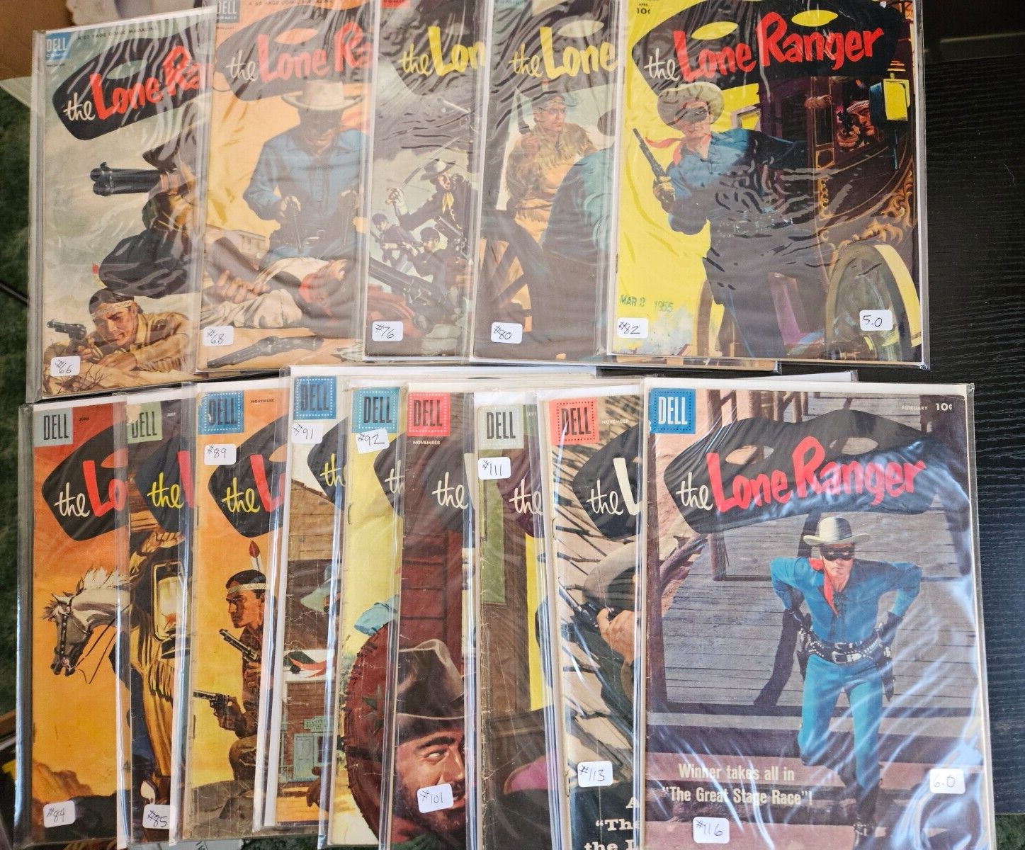 Lot of 14 Vintage Comic Books - The Lone Ranger 1950s Dell Western #66-116