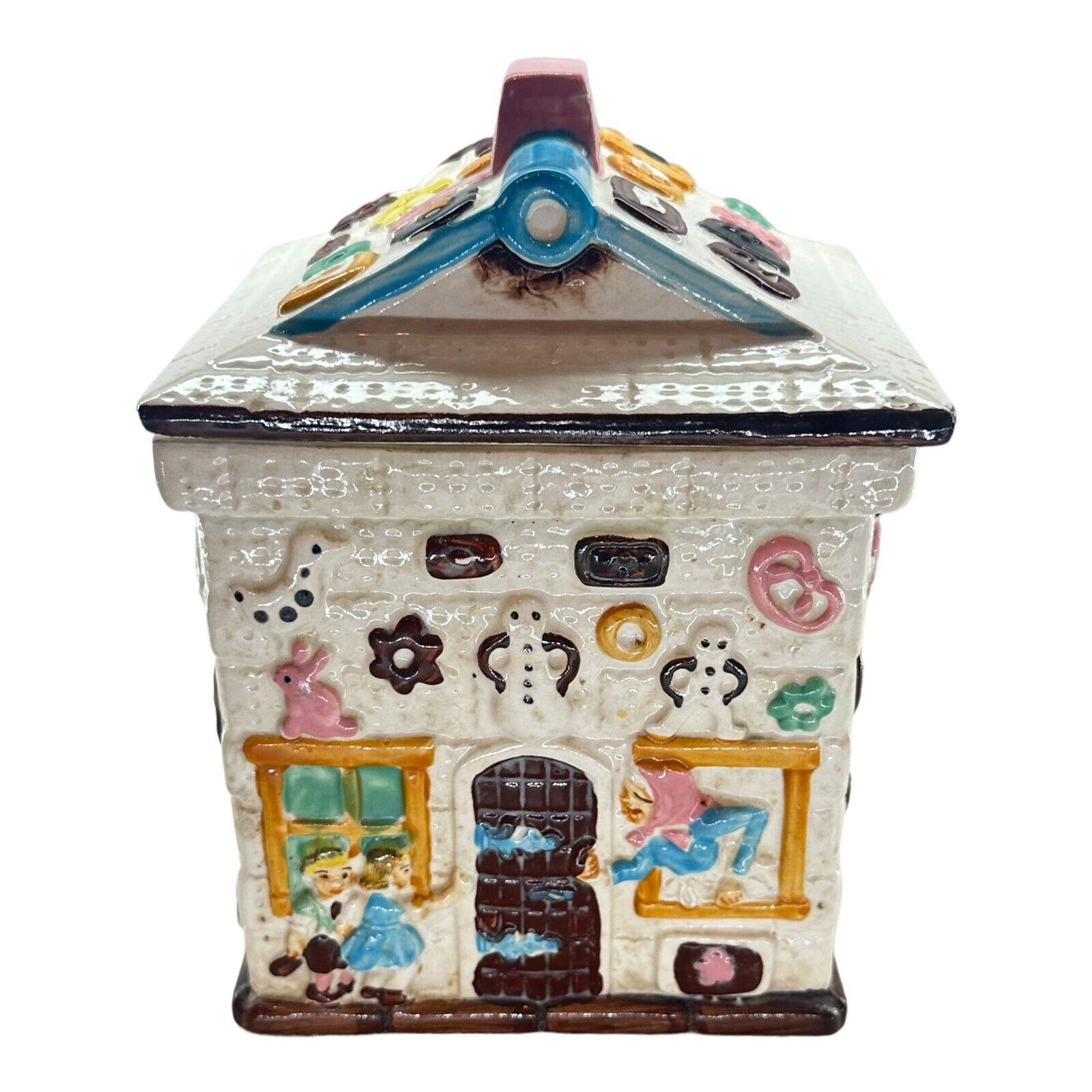 1950s Lipper & Mann Cookie Jar Gingerbread House Hansel Gretel Kitschy Vintage