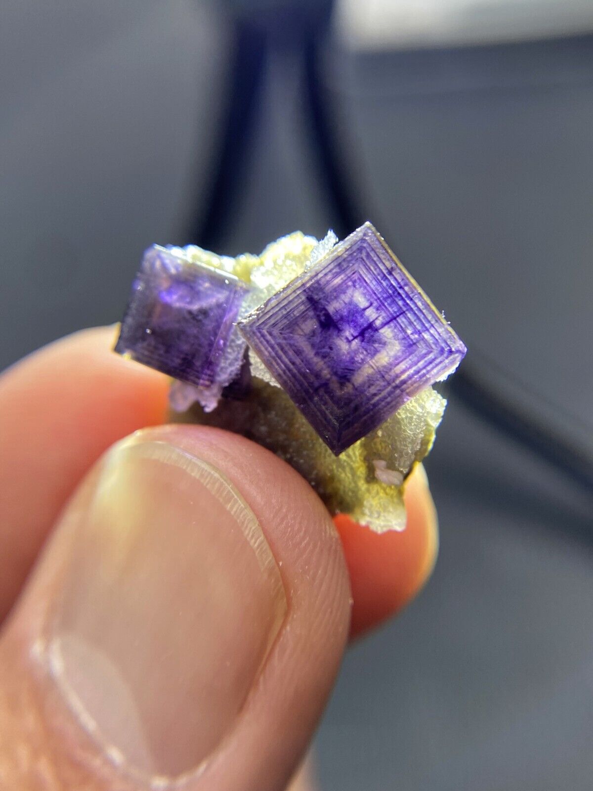 Rare 3.7g exquisite multi-layer purple window cubic fluorite mineral crystal