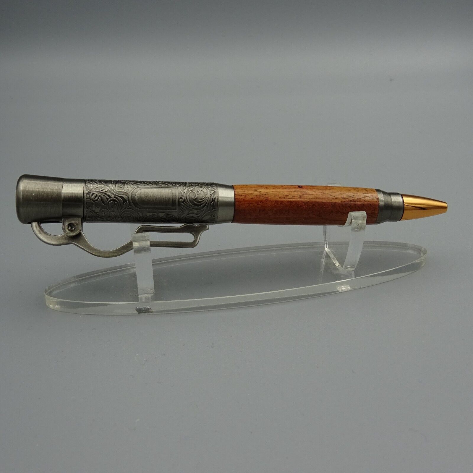 LEVER ACTION RIFLE PEN with SANTOS MAHOGANY BARREL and ANTIQUE NICKLE TRIM