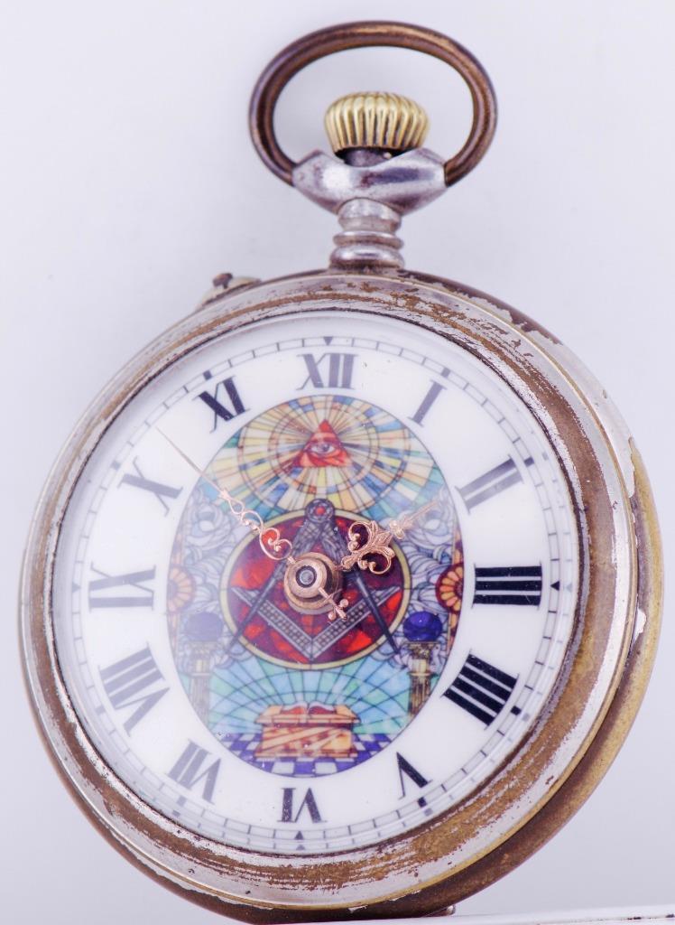 Antique Masonic Pocket Watch Fancy Enamel Dial c1890's Perfect Working Order