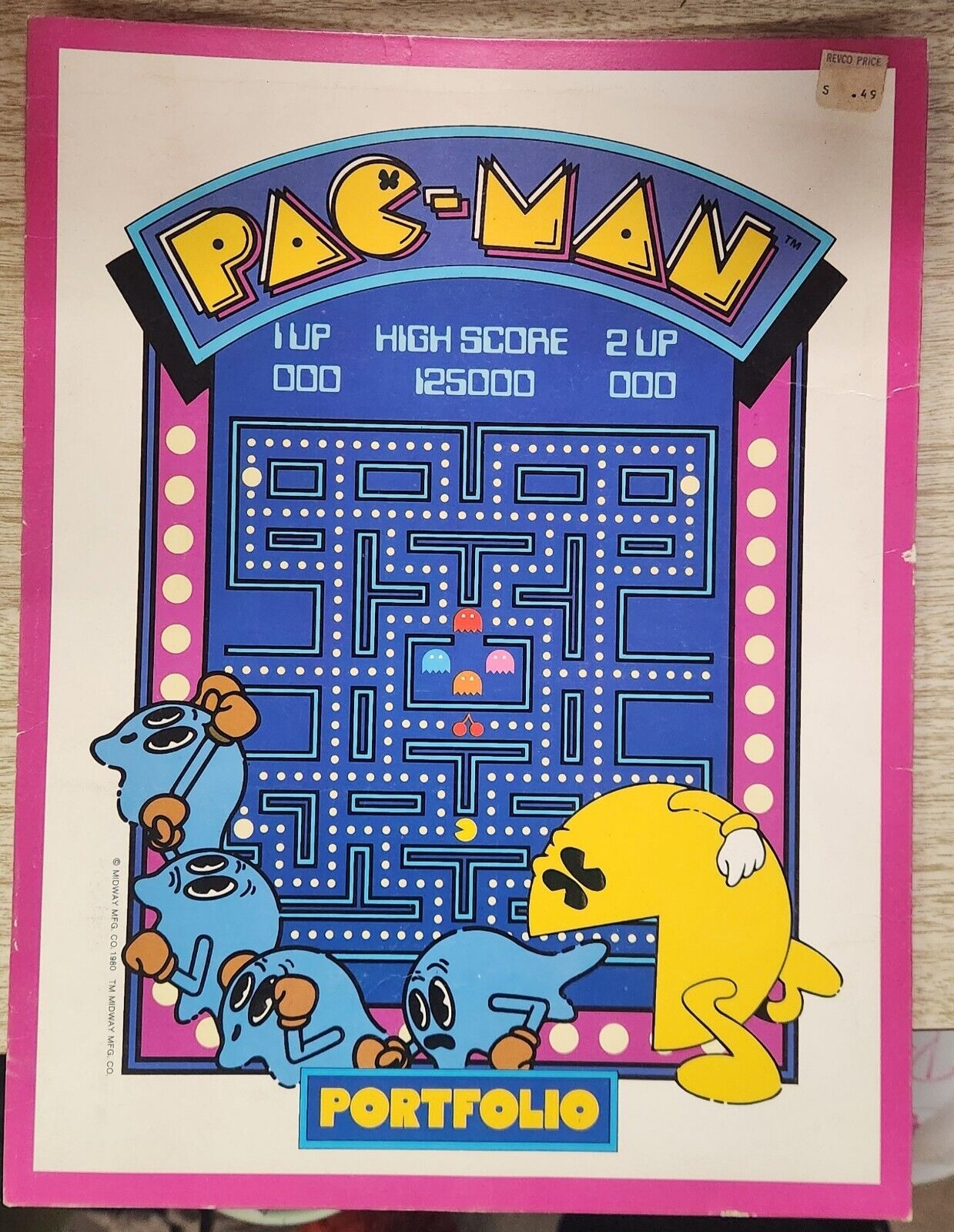 1980 PAC-MAN ARCADE SCHOOL PORTFOLIO by Midway Mfg.  NOS VTG