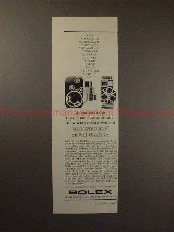 1959 Bolex D-8L Compumatic Movie Camera Ad - NICE
